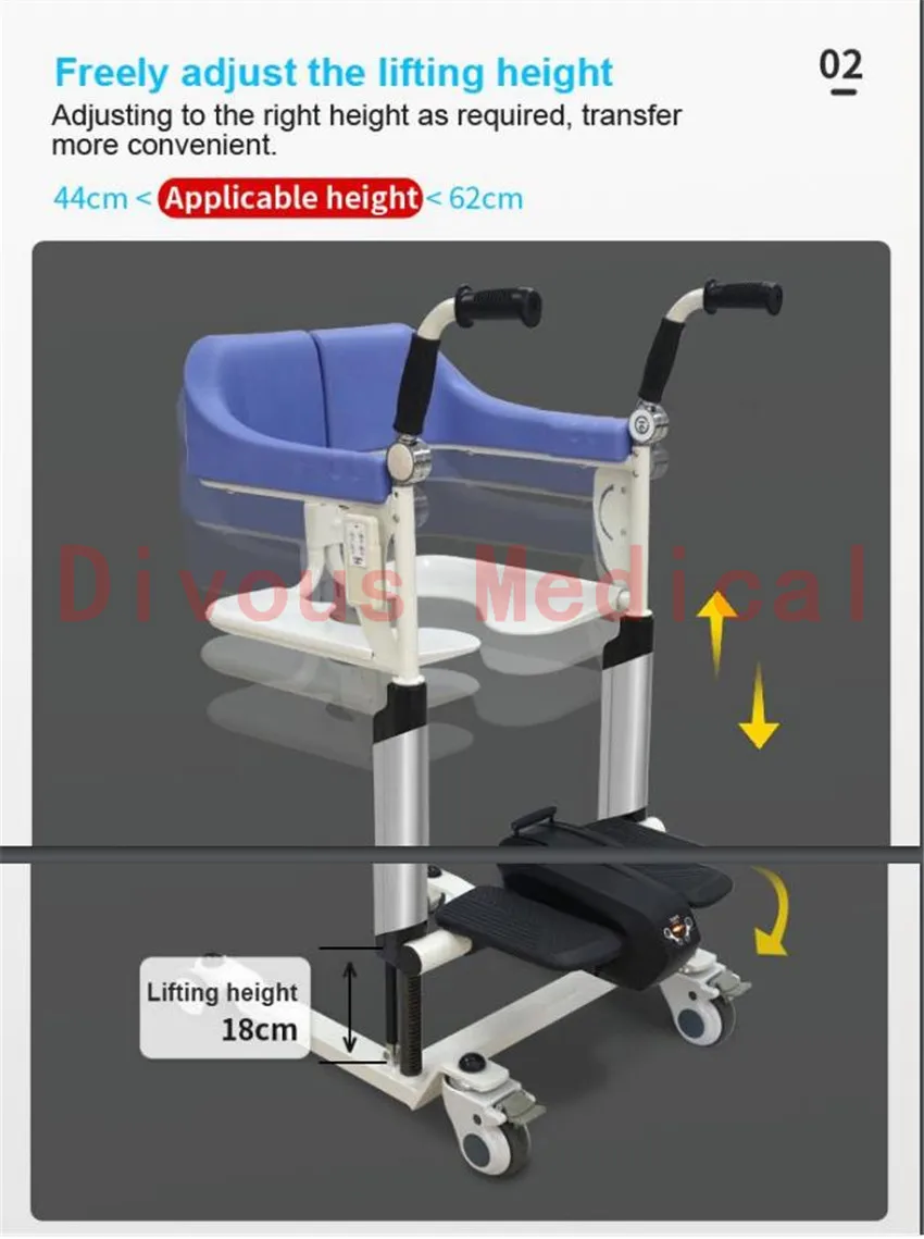 

Free Shipping New Generation Electric Patient Transfer Lift Chair Commode Shower Wheelchair for Handicapped Invalid Disabled