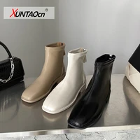 new autumnwinter fashion women shoes round toe low heel women boots solid ankle boots for women women boots chunky boots