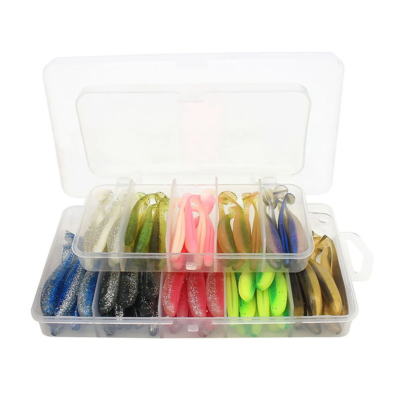 

25pcs 5.5/6/6.5CM Artificial Fishing Lure Soft Fish Bait T-tail Creature Fishing Lure for Bass Trout for Outdoor Fishing Lovers