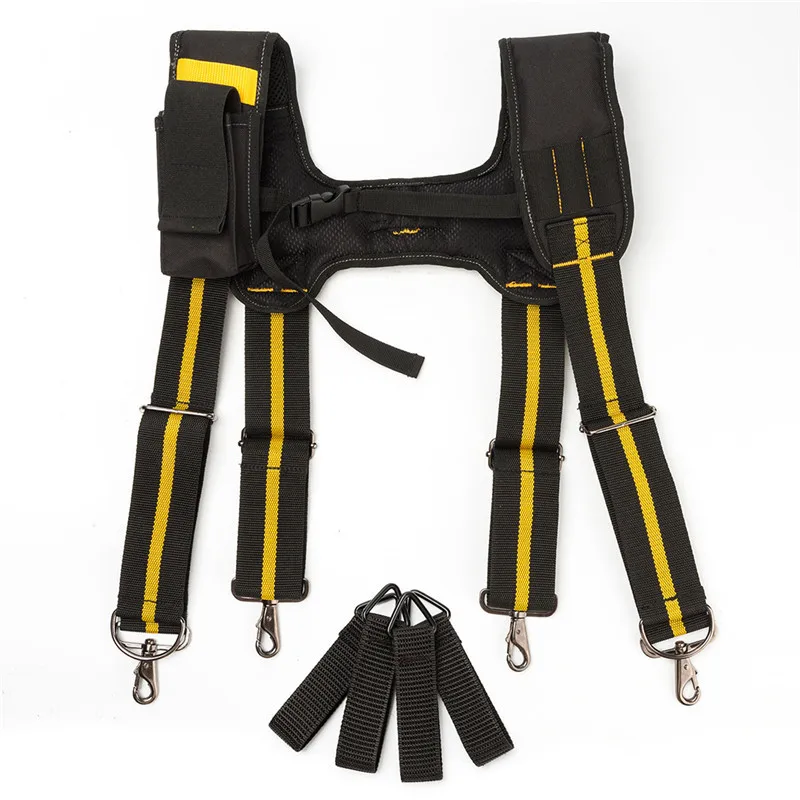 

New H-type Design Padded Heavy Duty Work Tool Belt Braces Suspenders With 4 Support Loops For Reducing Waist Weight Tool Pouch