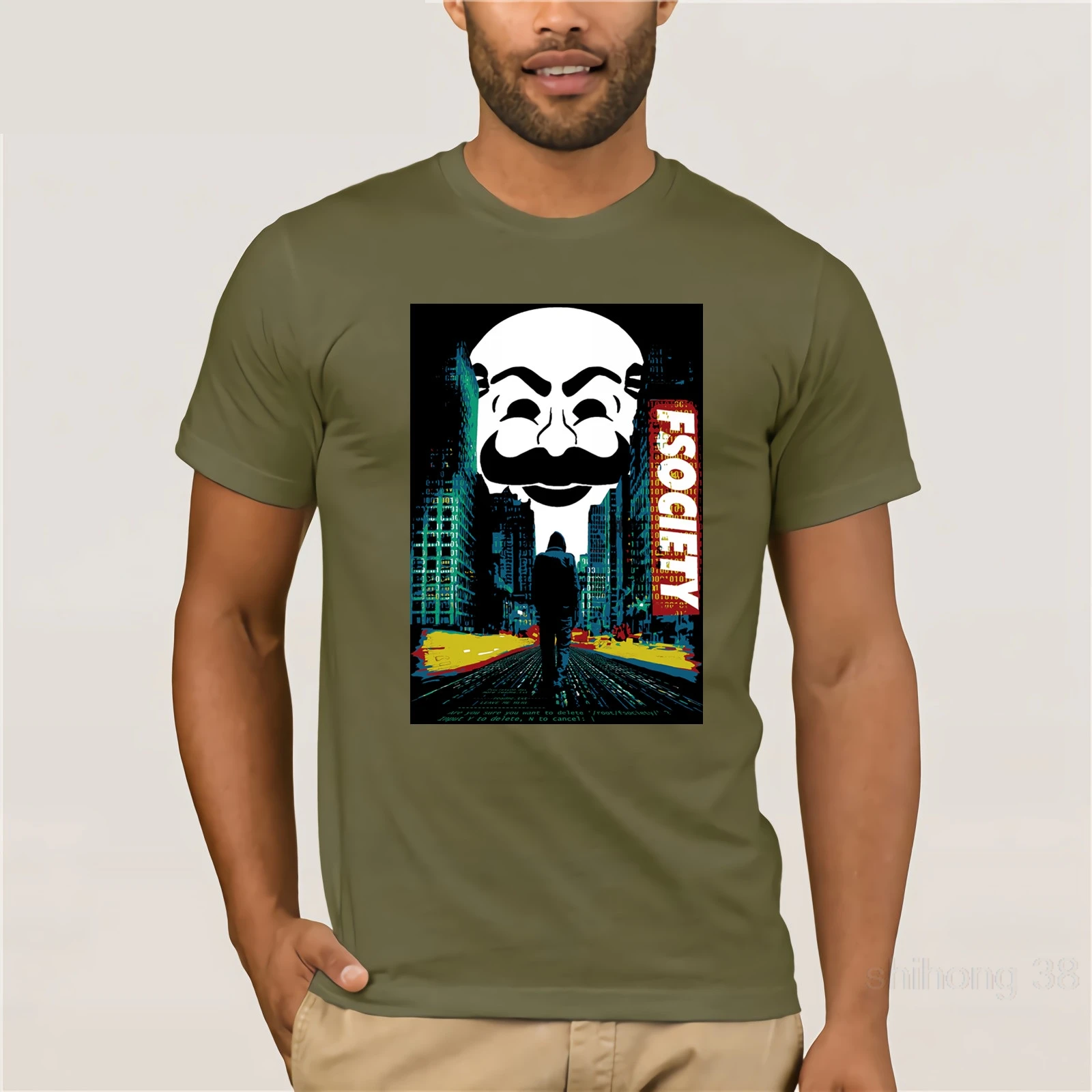 Fsociety хлопок Круглый воротник футболка молодежная мода Мужская с коротким