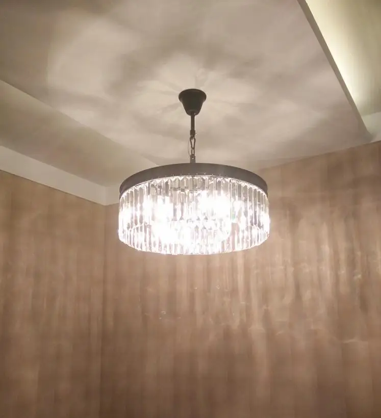 買取 寝室ラウンドクリスタルシャンデリア Led バー、ダイニングルームパーラー E14 Led 光沢デクリスタルライト家庭の照明バー Lamparas