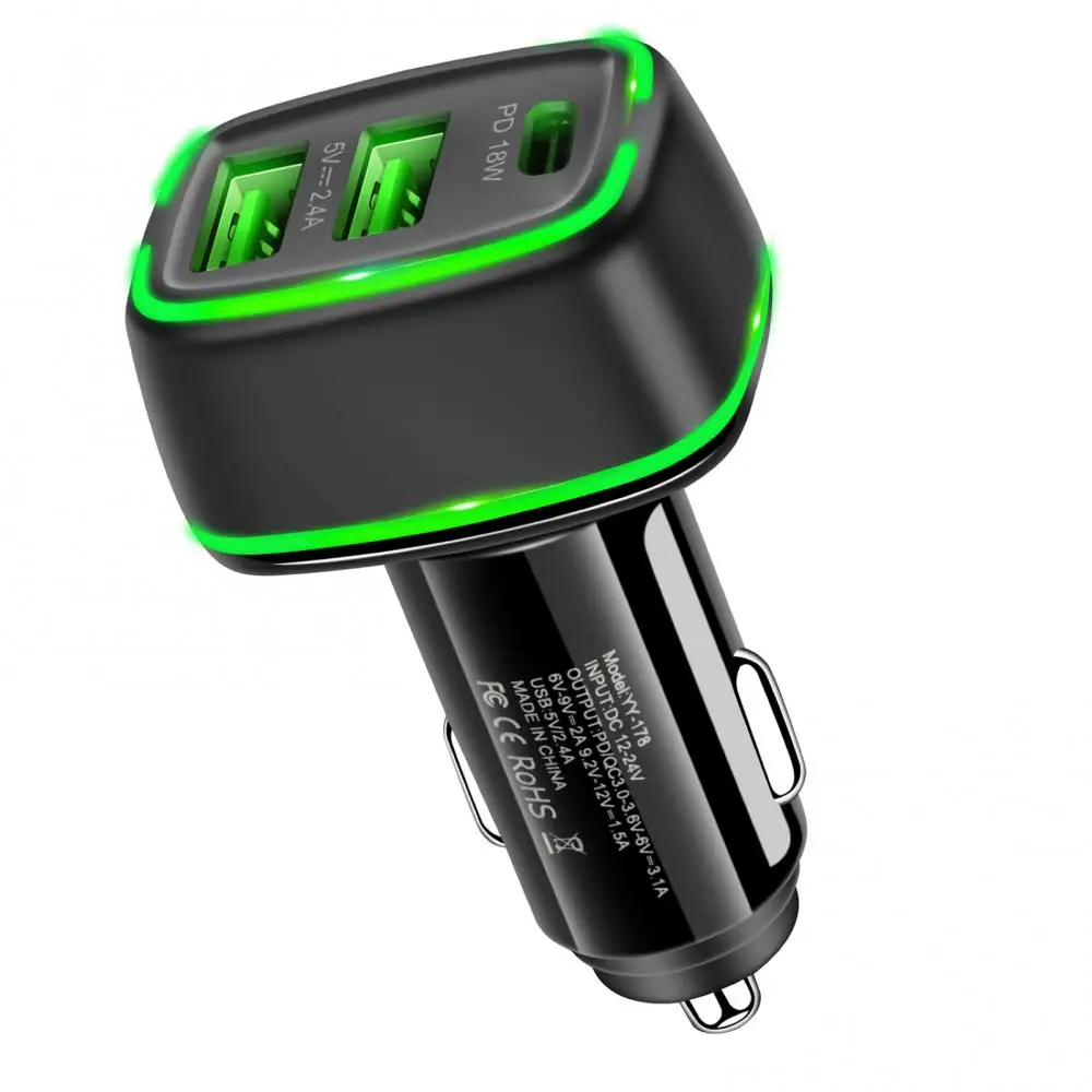 45% хит продаж! Мини Портативный 3 Порты USB QC3.0 PD18W быстрой зарядки Автомобильный