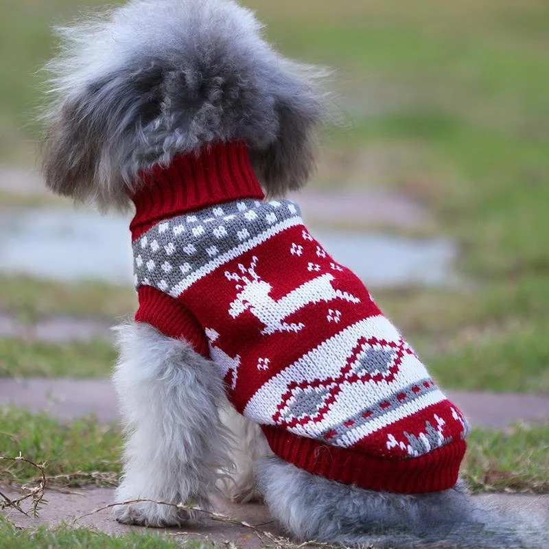 

Winter Red Warm Dog Clothes for Small Medium Dogs Knitted Cat Sweater Pet Clothing Chihuahua Bulldogs Christmas Dog Clothes