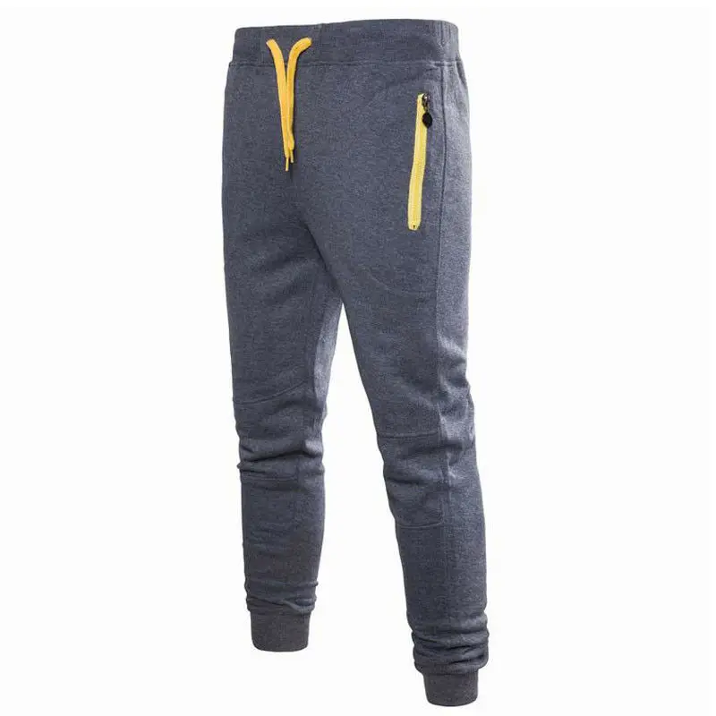 Newest trendy solid casual Men Sport Pants Long Trousers Tracksuit Fitness Workout Joggers Gym high waist Sweatpant M-3XL | Мужская