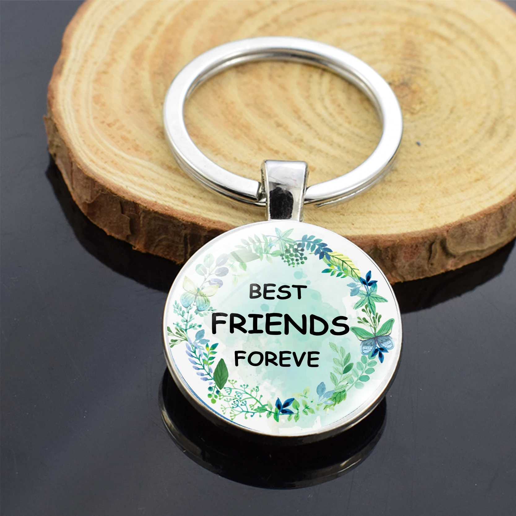Цитата лучшие друзья не сестры по крови а сердцу брелок для женщин стеклянный