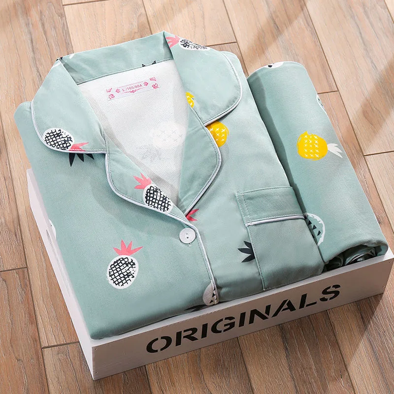 Пижамный комплект Женский на весну и осень новый стиль Повседневный Кардиган со