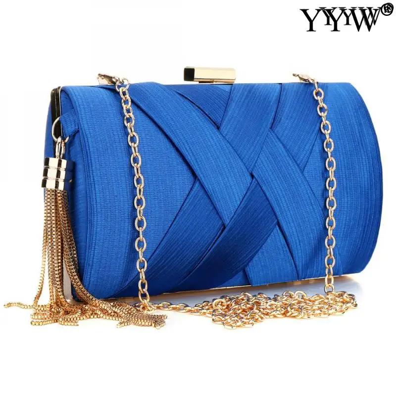 Купи Elegant Evening Bags Solid Design Nylon Wedding Bride Clutches Fashion Party Box Bags Tassel Pouch Ladies Small Purse Clutches за 906 рублей в магазине AliExpress