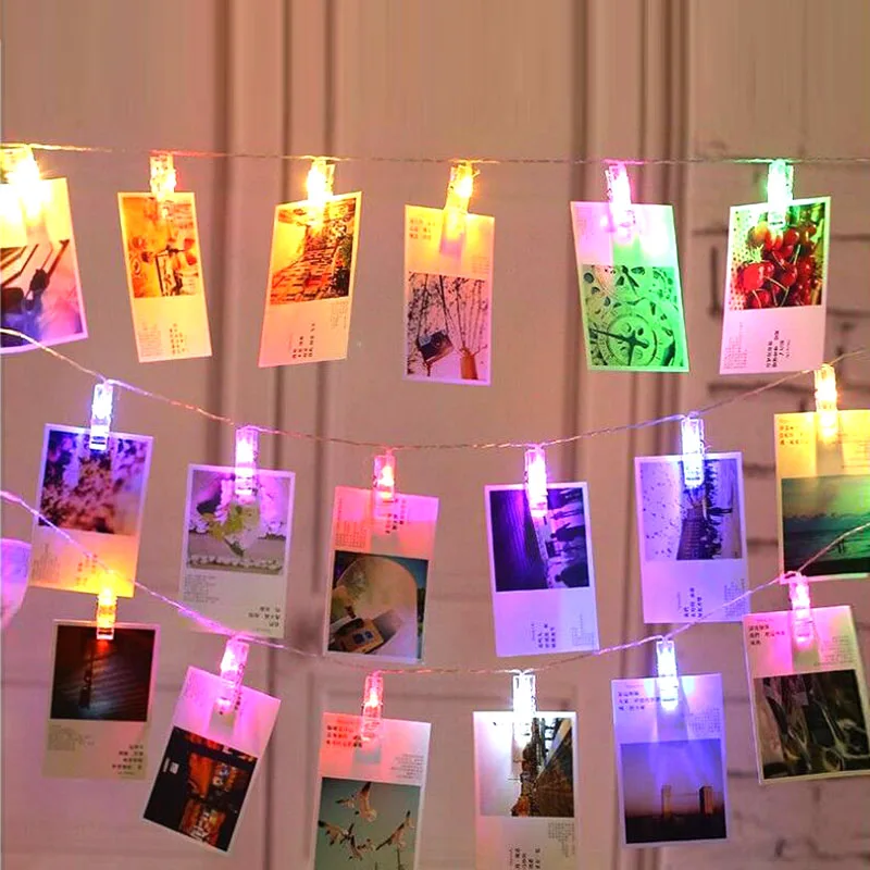 Светодиодная Праздничная гирлянда с зажимом для фотосъемки Декоративная на