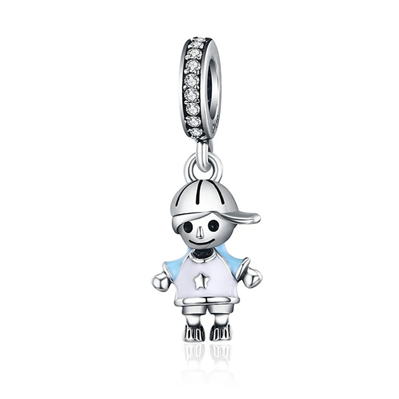 

Lovely 925 Sterling Silver Beads Little Boy in Baseball Cap Charm Fit Original Pandora Bracelet Women DIY Jewelry Making Gift