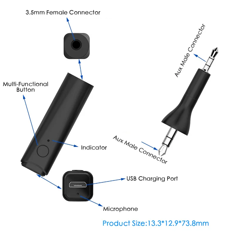 Новый автомобильный аудио беспроводной Bluetooth приемник передатчик адаптер V5.0 AUX 3 5
