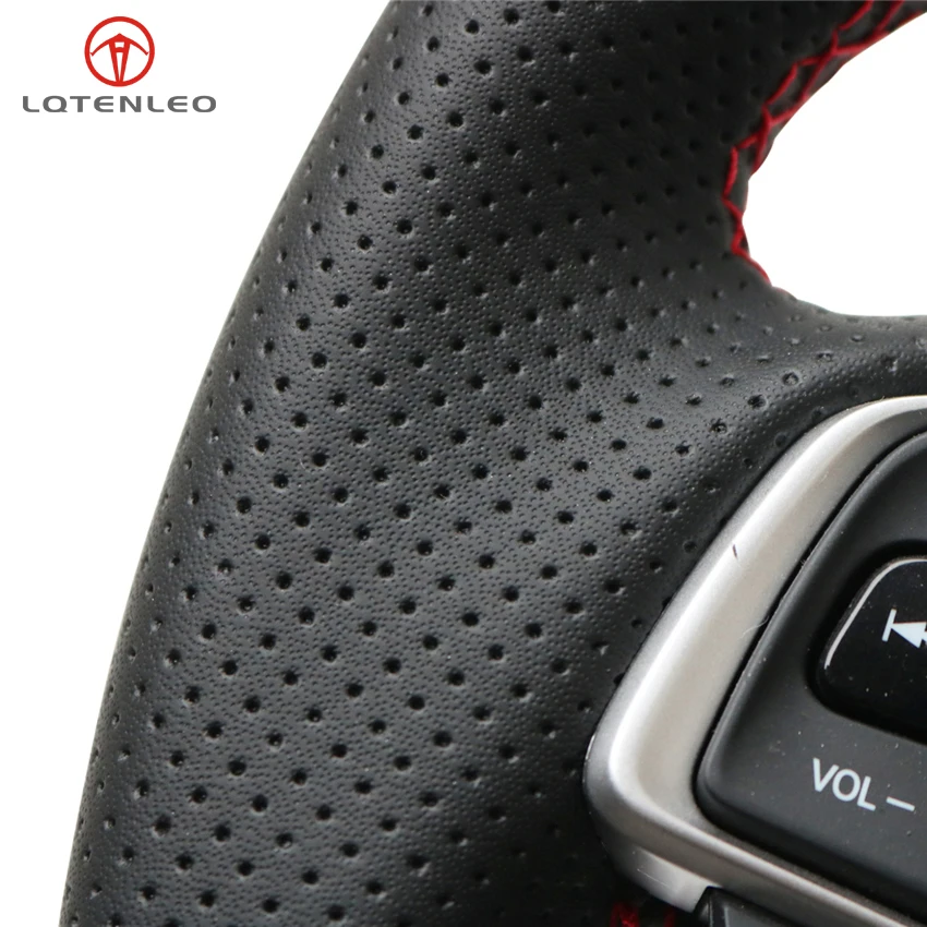 

LQTENLEO Black Genuine Leather DIY Car Steering Wheel Cover for Honda Accord 10 2018-2019 Inspire 2018-2019 Insight 2018-2019