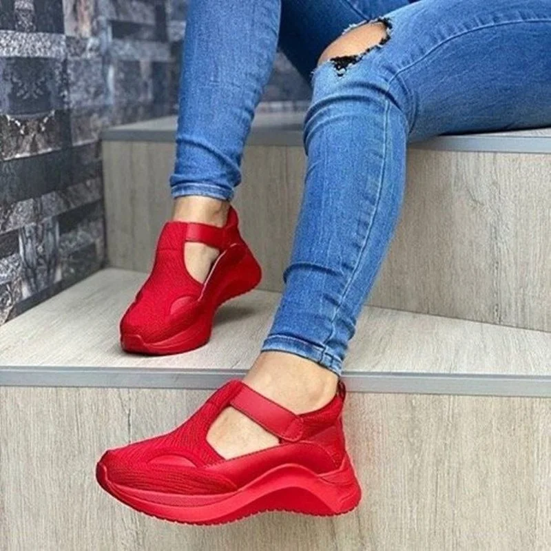 

2021 New Women's Sports Shoes Vulcanized Casual Flat Shoes Women's Solid Hollow Breathable Shoes Women's Shoes Large Size