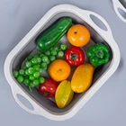 Складная разделочная доска 2 в 1, пластиковая многофункциональная разделочная доска, сливная корзина для раковины, кухонная доска чип памяти