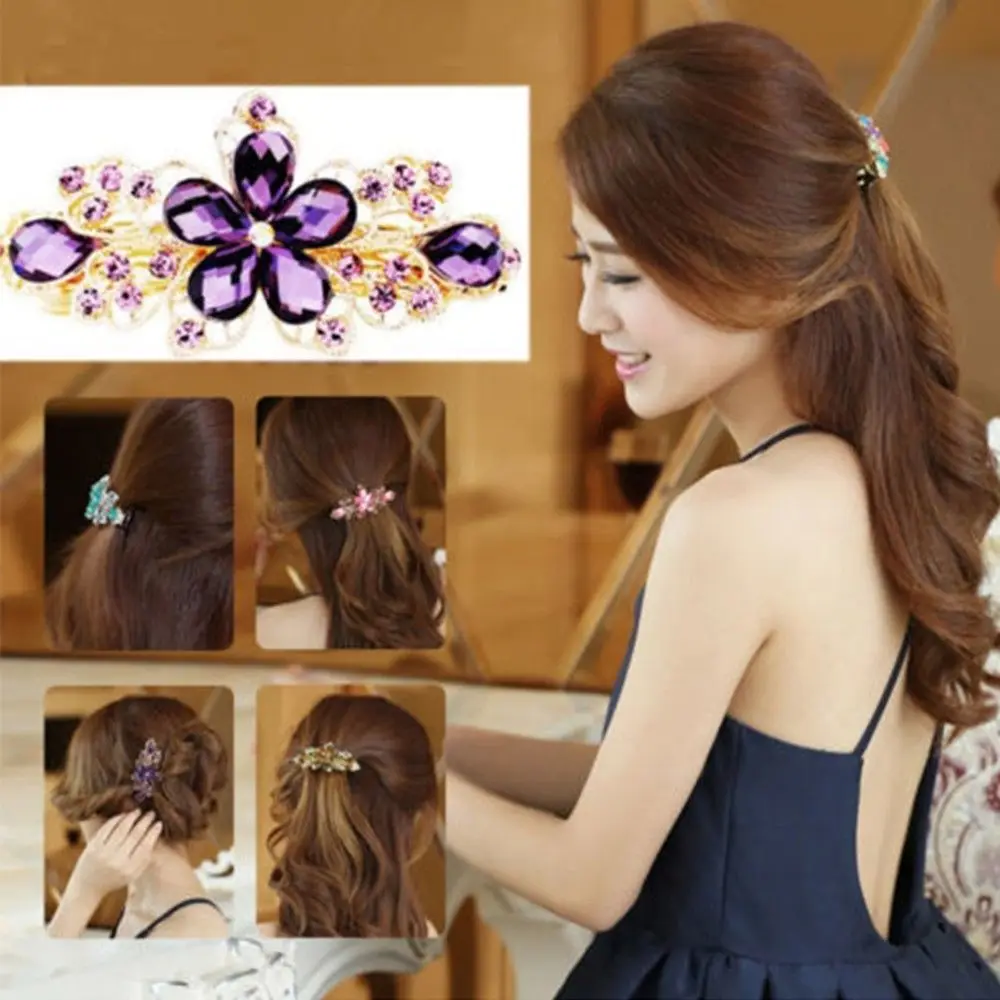 

Fashion Women Girls Jewelry Crystal Rhinestone Flower Hair Barrette Clip Hairpin crystal earring for women girls