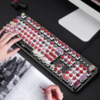 fashion lipstick mechanical keyboard mouse set retro girl pink cute blue axis round keycap gaming keyboard for pc gamer mac