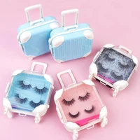 10pcs false eyelashes packaging box pink luggage lashes suitcase mink lashes packing fluffy and curly case empty