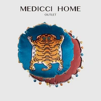 medicci home round cushion cover ancient tribal style rug tiger print living room sofa decorative accent pillow case 35x35cm