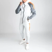 2022 men joggers suit hooded zipper sweatshirt long pants tracksuit casual patchwork male sports outfit fashion two piece sets
