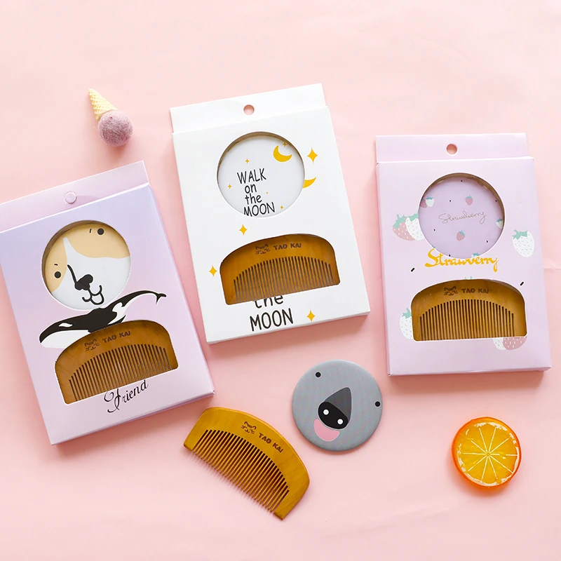 Портативные круглые зеркала с мини расческой для волос набор путешествий милым