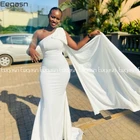 Женское длинное свадебное платье, элегантное белое платье-русалка в полоску, 2021