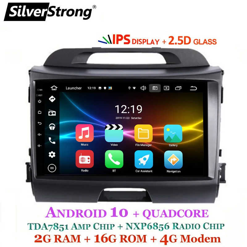 SilverStrong Автомобильный мультимедийный IPS Android 10 0 для KIA Sportage3 автомобильный DVD Радио