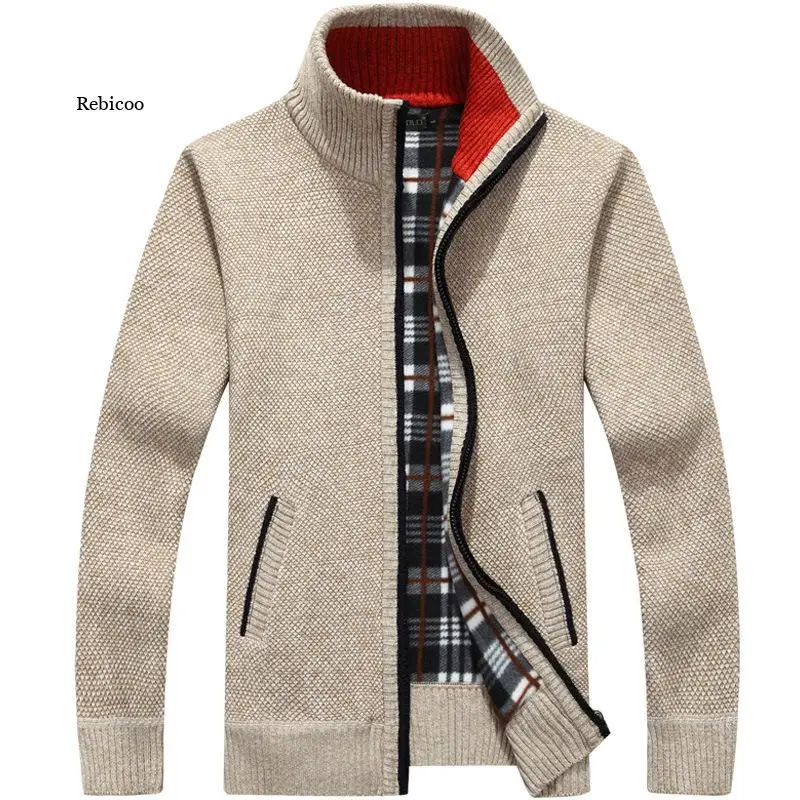 

Осень-зима 2021, мужской свитер, пальто, свитер из искусственного меха и шерсти, куртки, мужское вязаное плотное пальто на молнии, теплая Повсе...