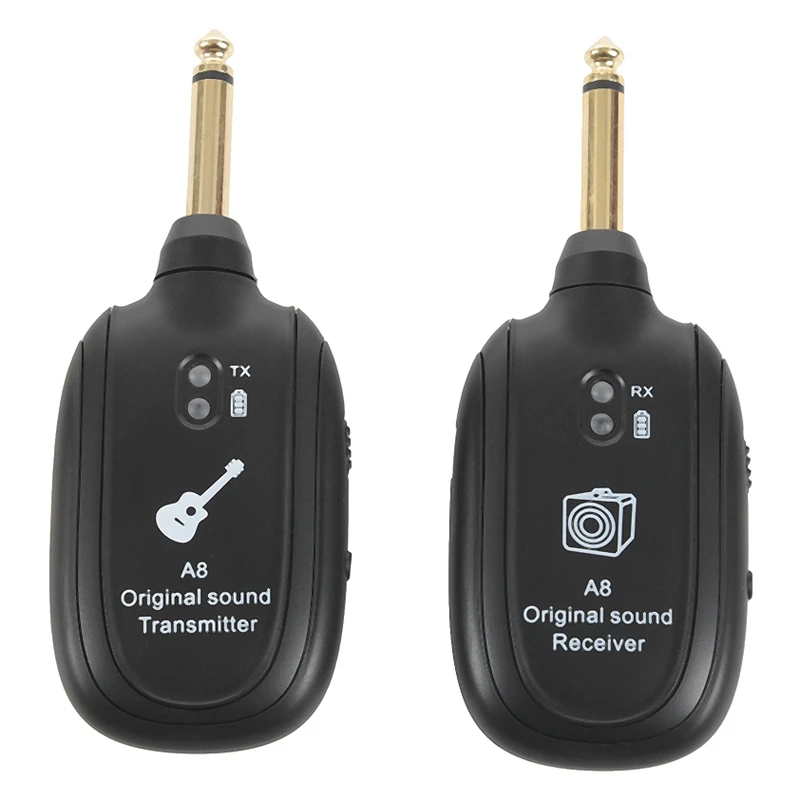 

1Pair Wireless System Guitar Transmitter Receiver 50M UHF Wireless Transmitter Receiver Built-in Rechargeable