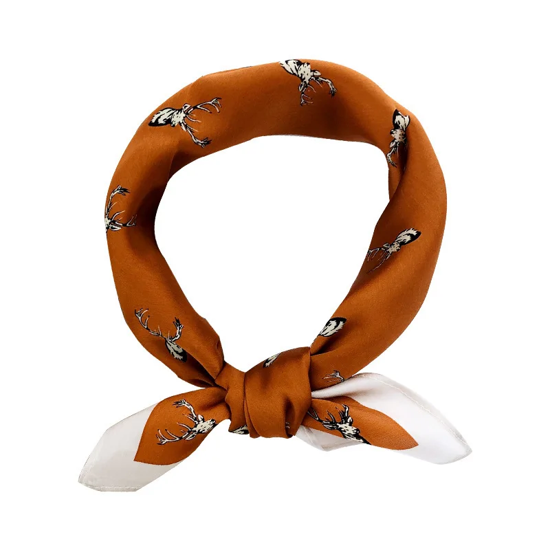 

2020 Brand 100% Pure Silk Scarf Women Neck Hair Foulard Square Small Headband Fashion Print Neckerchief Scarves Bandana Hijab