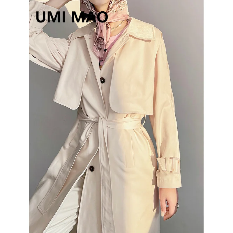 

UMI MAO Windbreaker Women's 2021 Early Spring New Korean Style Loose Mid-length Small High-end Temperament Waist Coat Coat