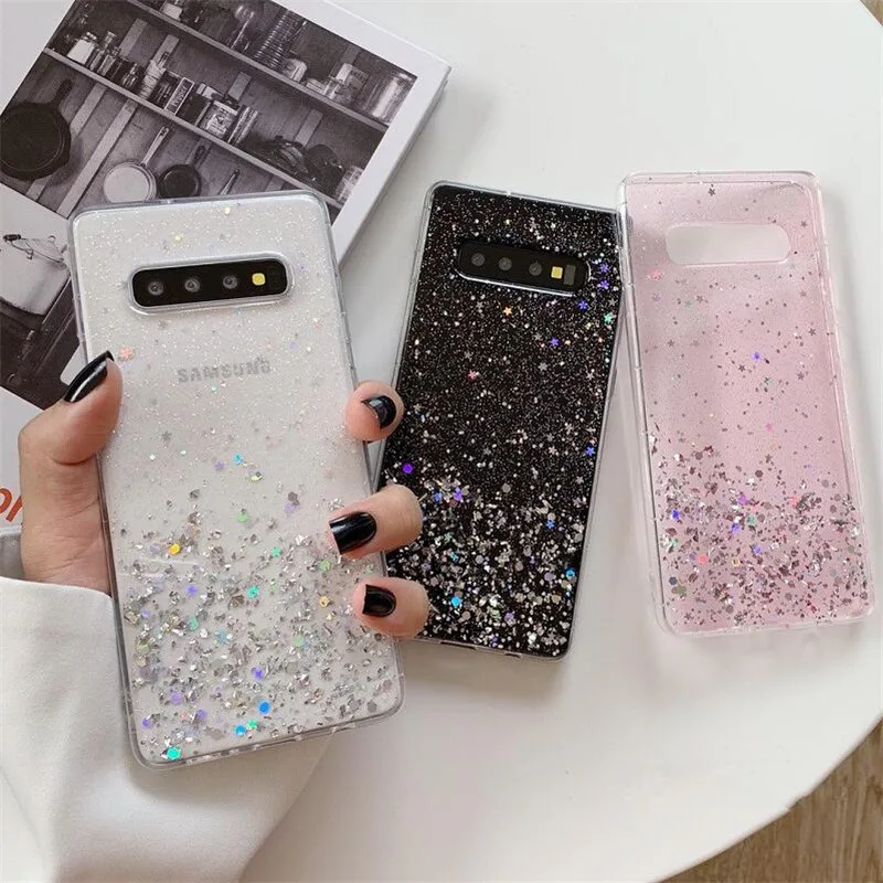 Ourpho для samsung Galaxy S8 S9 S10 Plus Блестящий цветной прозрачный мягкий чехол Note 8 9 шикарный