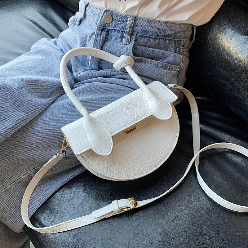 

Luxury Handbag Women Bags Designer Stone Pattern Small Crossbody Messenger Bag Female Half Moon Clutches Purse Ladys Bolsos