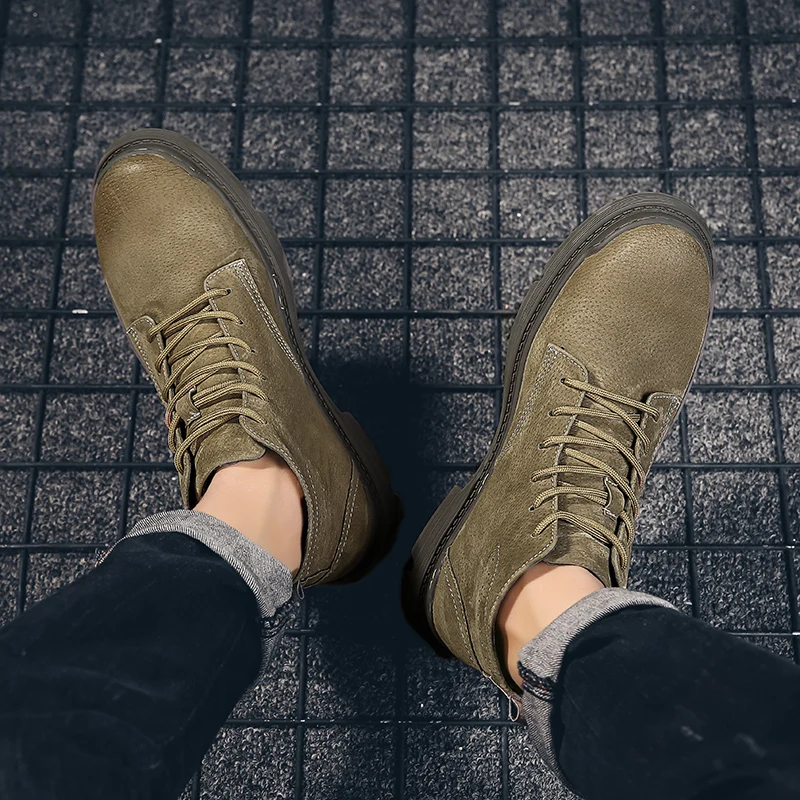 2020 Spring New Fashion Ankle Boots Men Locomotive Martin Wear Firm Vintage Winter Shoes High Top Leather Casual | Обувь