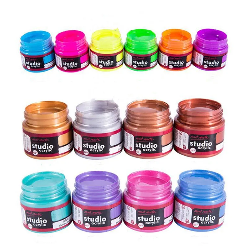 

100ML Acrylic Paint Metallic Fluorescent Color Wall Painting Hand-painted Diy Clothes Shoes Waterproof Acrylic Paint