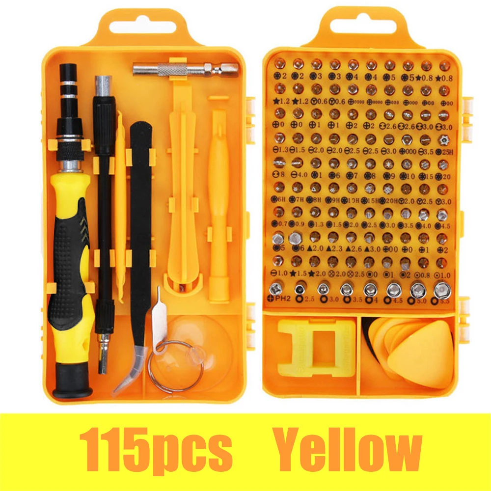 yellow-115 IN 1 Vastar 115 в 1 Набор отверток мини Прецизионная отвертка мульти компьютер ПК устройство для мобильного телефона ремонт ручные домашние инструменты - Цвет: yellow-115 IN 1