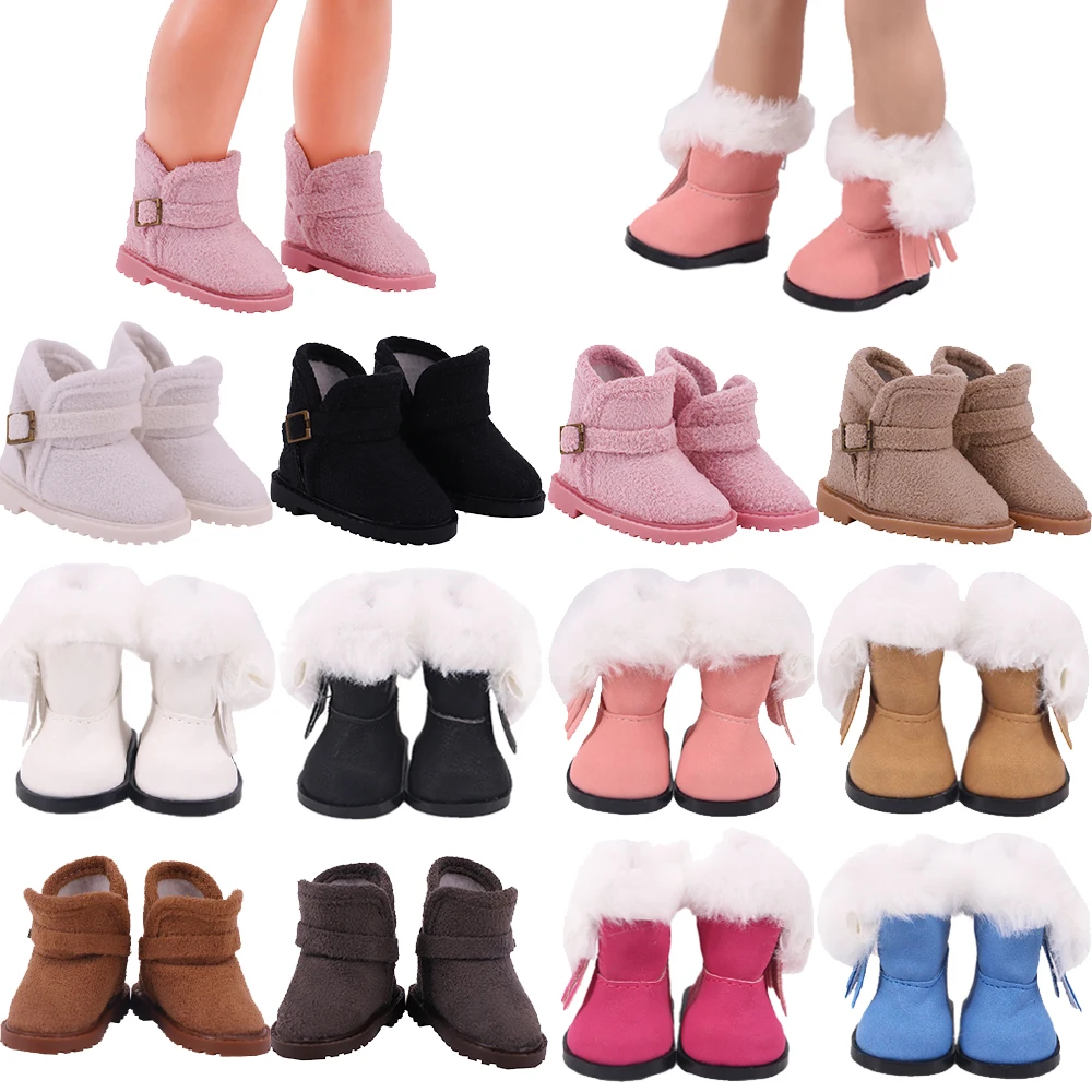 

5cm Doll Shoes Plush Boots Multicolor Snow Shoes Fit 14.5 Inch American Wellie Wishers Doll,Nancy Doll,EXO&BJD&Paola Reina Doll