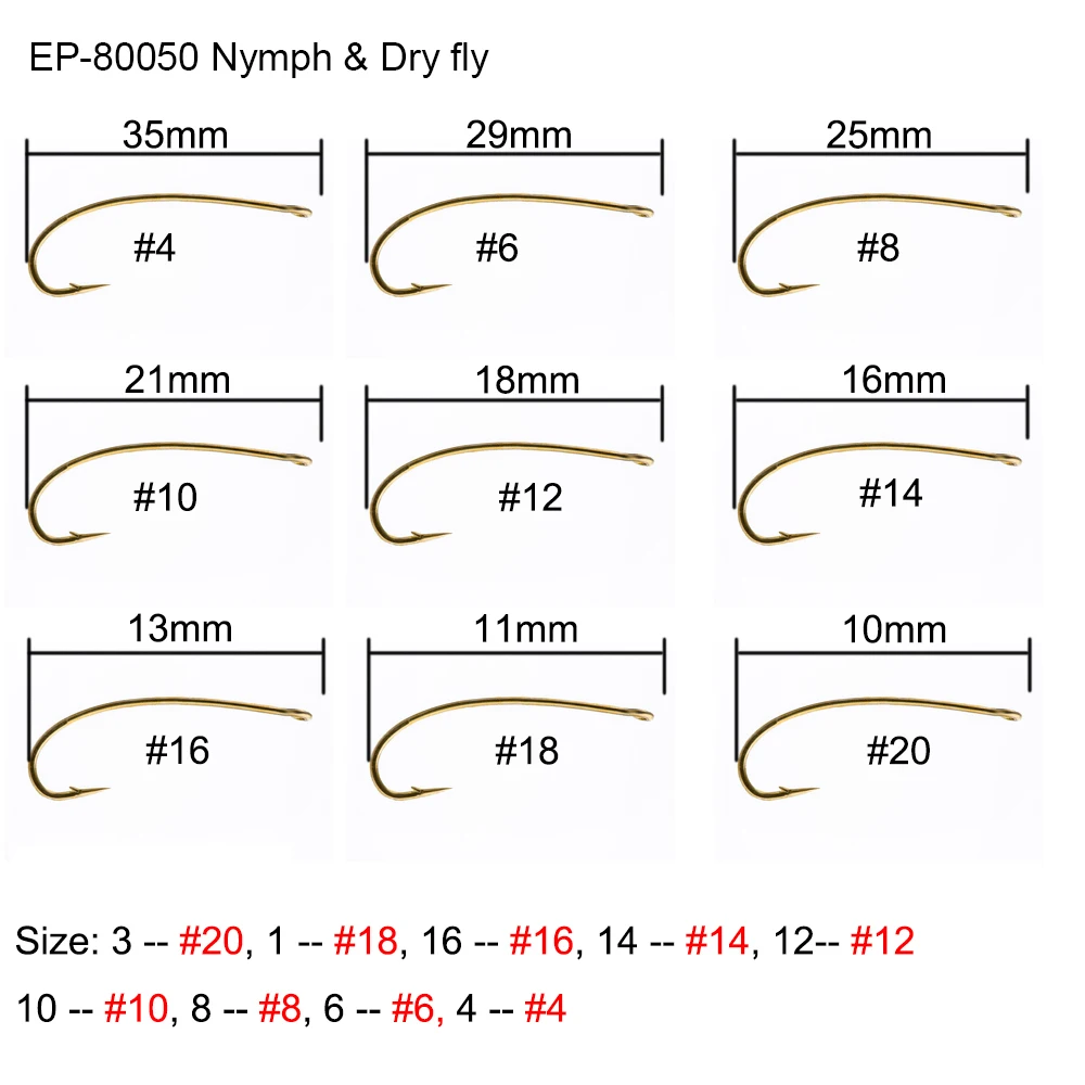 Eupheng 100 шт стандартный Nymph сухой нахлыстом рыболовный крючок Барб комбинированные крючки бронзового цвета мухобойка с барбом