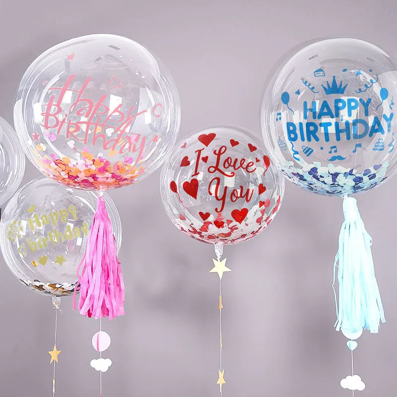 Прозрачные балоны гелиевые светящиеся воздушные шары Bobo с наклейкой на день рождения DIY конфетти воздушный шар Свадебные Рождественские украшения
