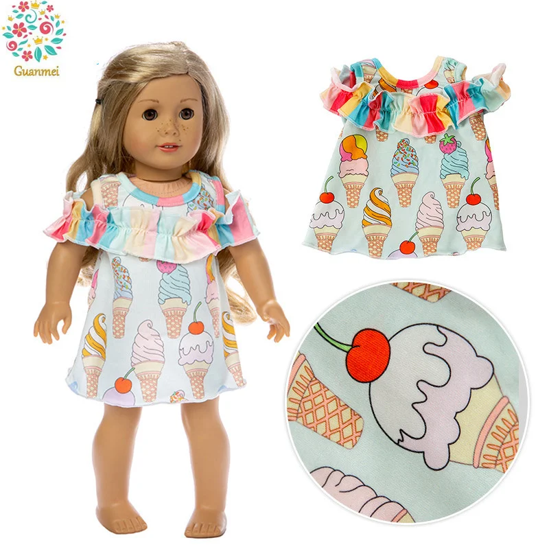 

Doll Clothes Accessories Two Piece Rainbow Skirt Ice Cream Dress Fit 18 inch 40cm-43cm Born New Baby For Baby Birthday Gift