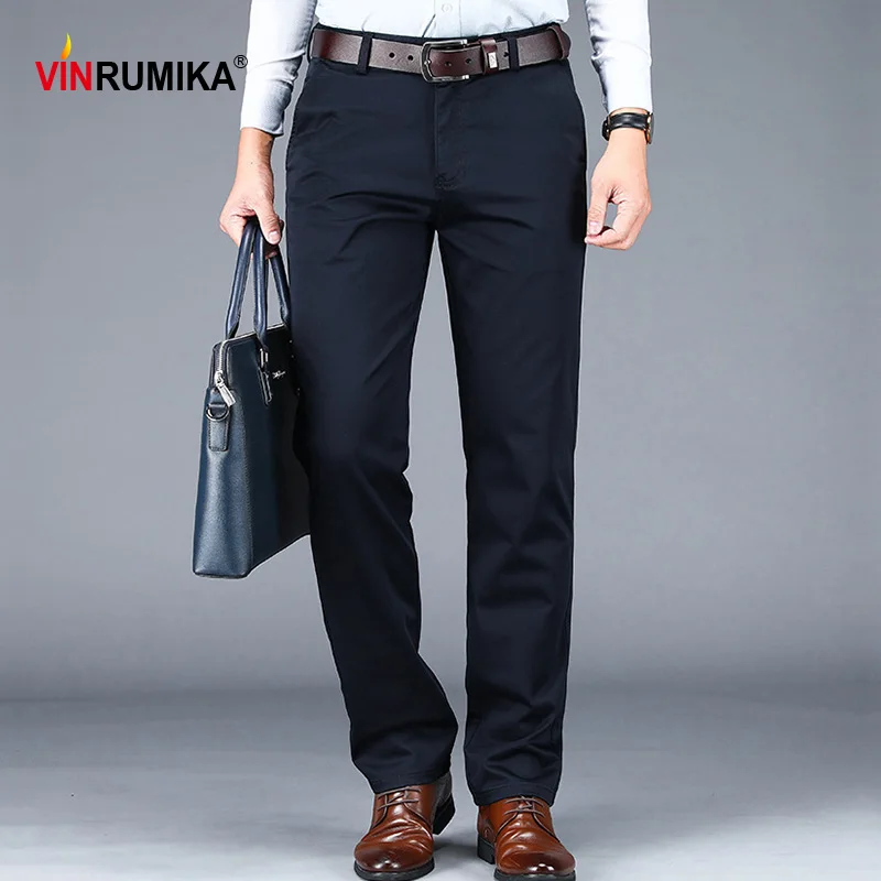 Мужские весенние деловые повседневные Брендовые прямые брюки осенние мужские