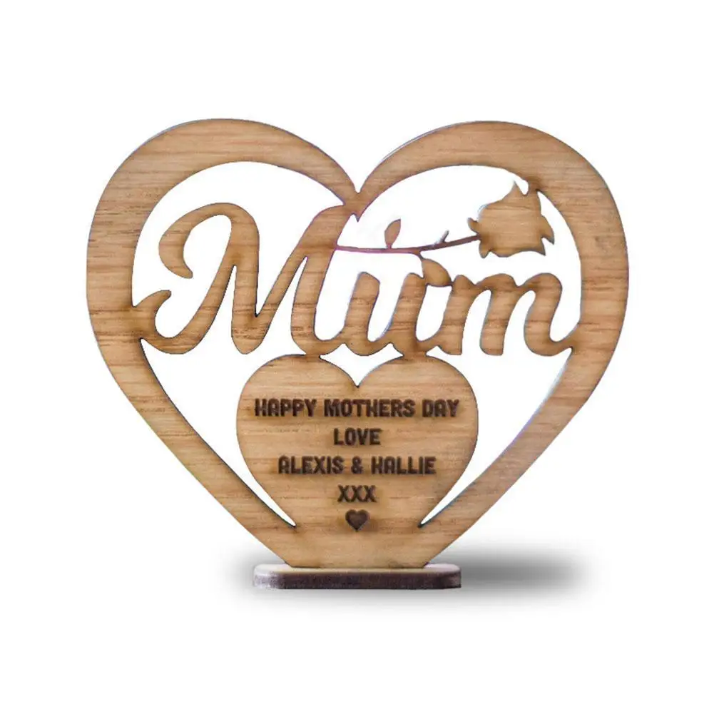

Wooden Ornaments For Mother's Day Personalised Mothers Plaque Day Oak For Mum Heart Gift Wooden Freestanding Gift R1A0