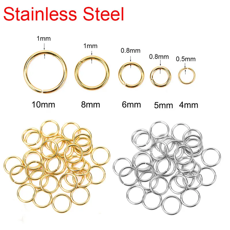 Незамкнутые соединительные кольца из нержавеющей стали золотистые разрезные