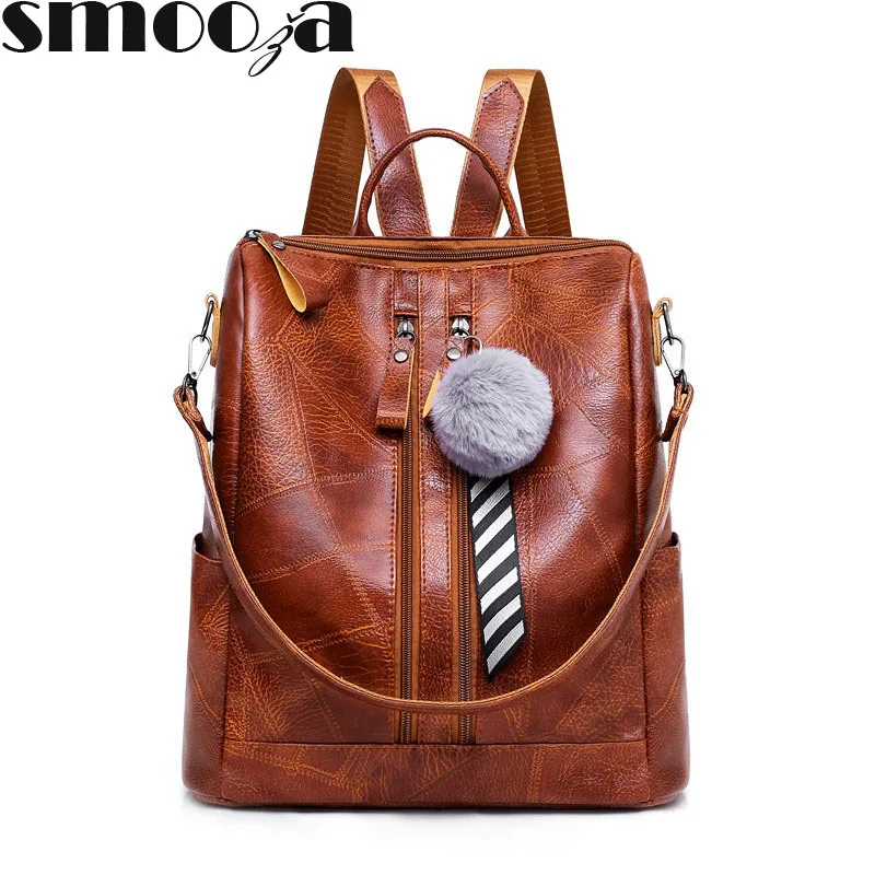Женские рюкзаки SMOOZA модные меховые женские сумки 2020 кожаный рюкзак высокого