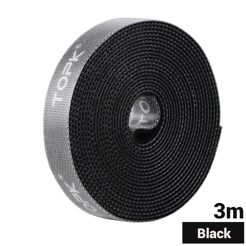 Black 3M TOPK Кабельный органайзер 5 м USB кабель управление мышь провода держатель наушники зажим для намотки Шнур HDMI кабель протектор для iPhone samsung - Цвет: Black 3M