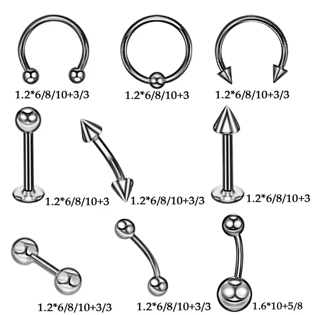 

Tattoo Piercing Tool Set 42 Pieces Lip Piercing Eyebrow Earrings Umbilical Ring Whole Body Piercing Kit