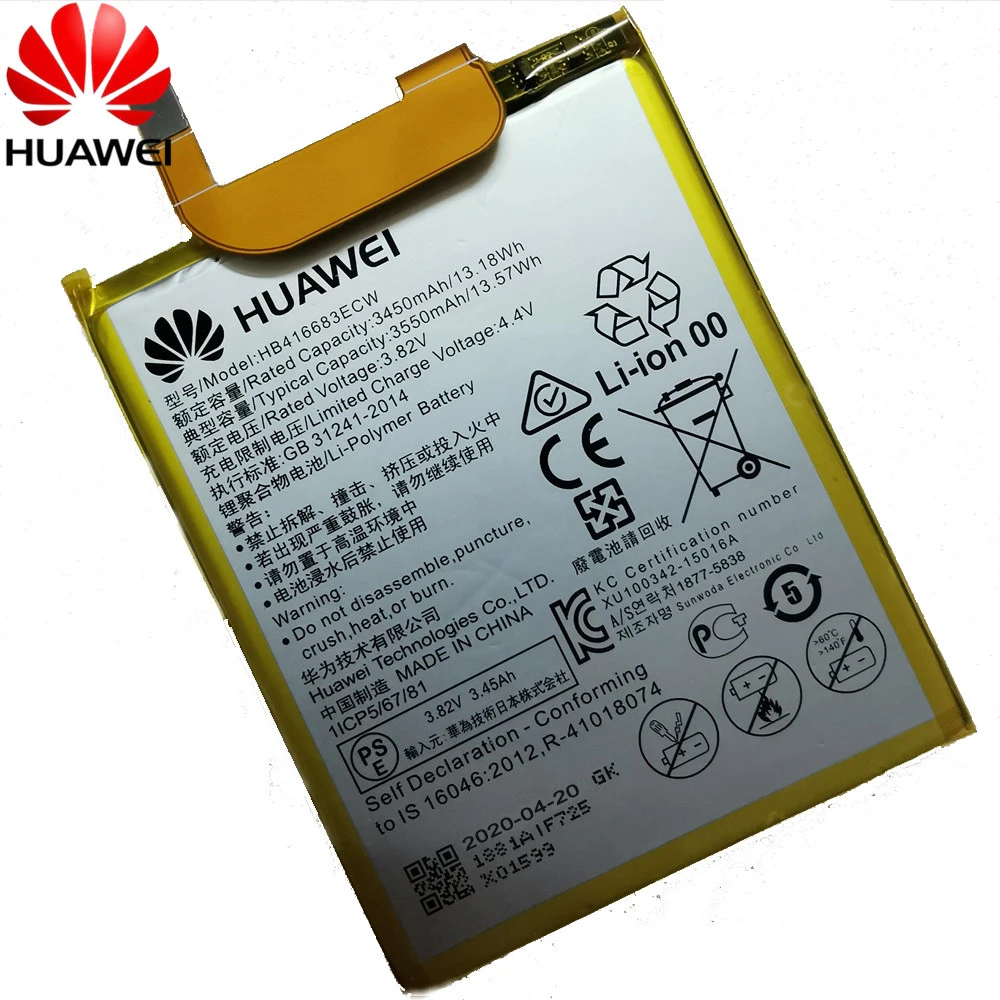 2020 Хуа Вэй оригинальный аккумулятор для телефона HB416683ECW Huawei Nexus 6P H1511 H1512 3450mAh