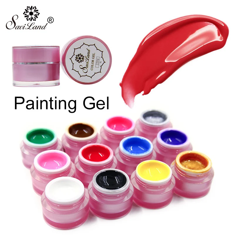 Лак для ногтей Saviland 12 цветов Блестящий 3D УФ гель полупрозрачный Перманентный