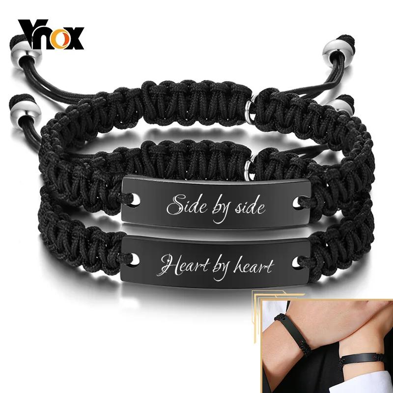 

Vnox Free Personalized 10mm Bracelet for Women Men,Adjustable Braided Rope Wristband with Attractive Charm,BFF Couple Jewelry