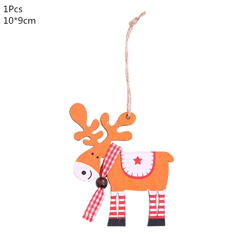 1pcs orange elk Деревянная Рождественская елка, украшения, деревянная подвеска, автомобиль/Лось/звезда, поделки своими руками, Noel, рождественские украшения для дома, рождественский подарок для детей - Цвет: 1pcs orange elk