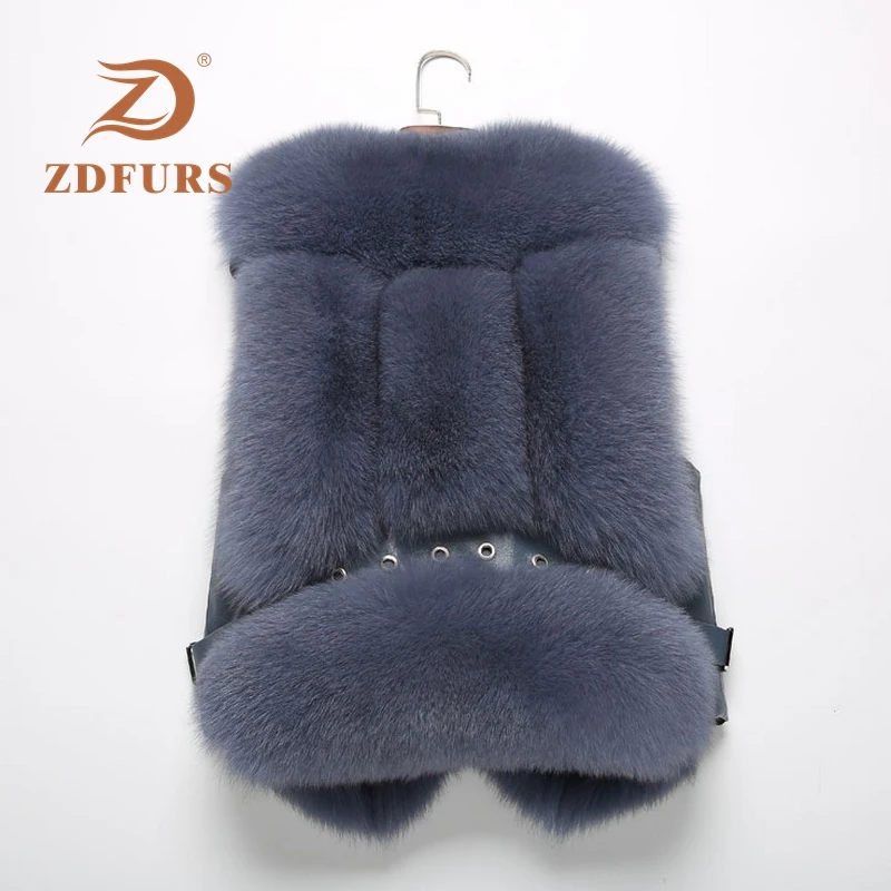 ZDFURS*Natural Real Fox Fur Vest Waistcoat Short sleeveless Vestwoman winter warm Natural Fur Vest Real Fur Jacket Fox Fur Coats